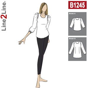 Line2Line snitmønster - B1245 Bluse med store pufærmer